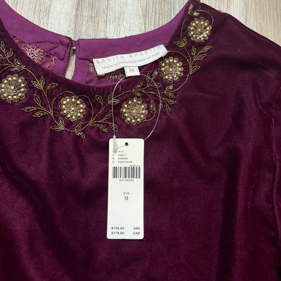 NWT Anthropologie Mayelle Velvet Babydoll Blouse Kavita Bhartia Medium - Picture 11 of 14